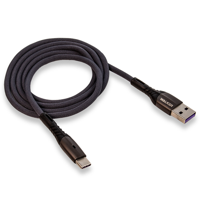 Кабель USB "WALKER" C920 для Type-C  в мат.обмотке, с индикатором, быстрый заряд (3.1А), серый