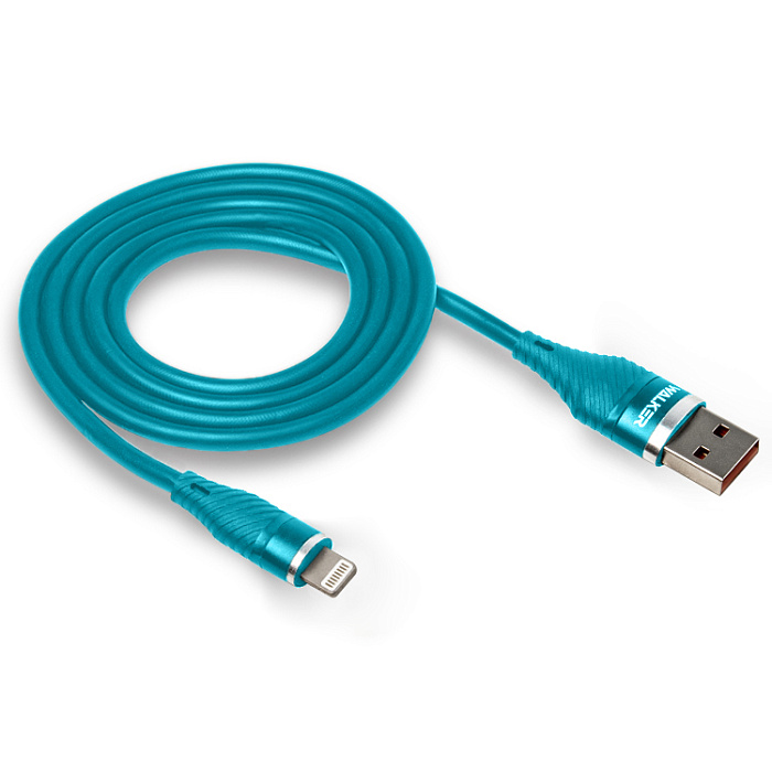 Кабель USB "WALKER" C735, 3.1А, Lightning, поддержка QC, синий