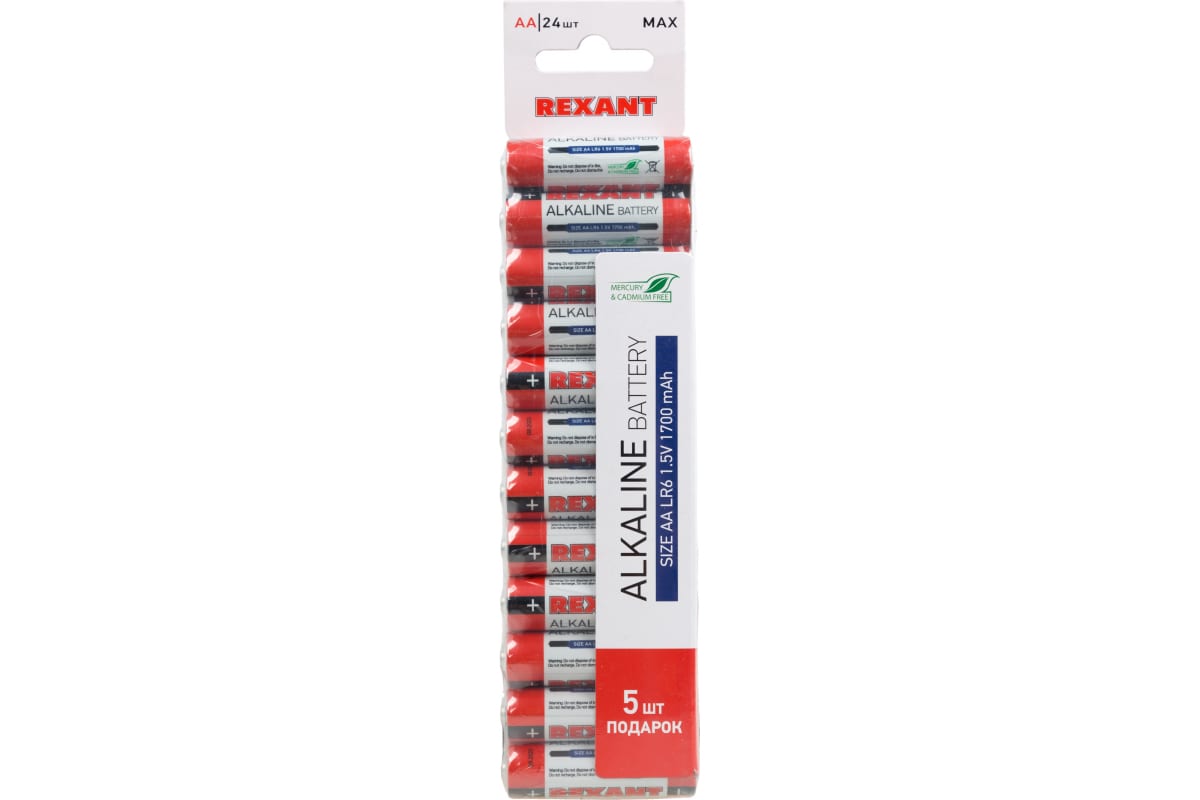 Батарейка REXANT LR06 (АА) алкалиновая (BL24)