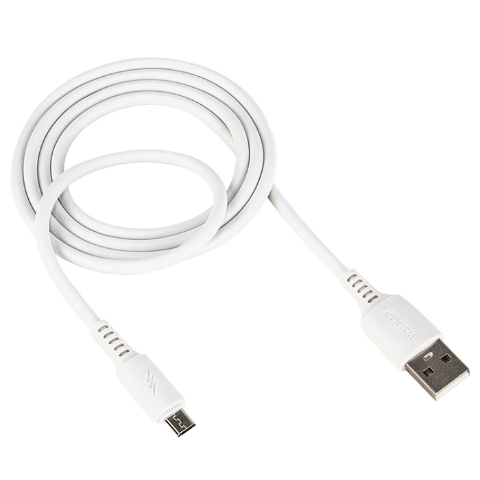 Кабель WALKER C308 Micro USB - USB (2.4A), 1м, белый