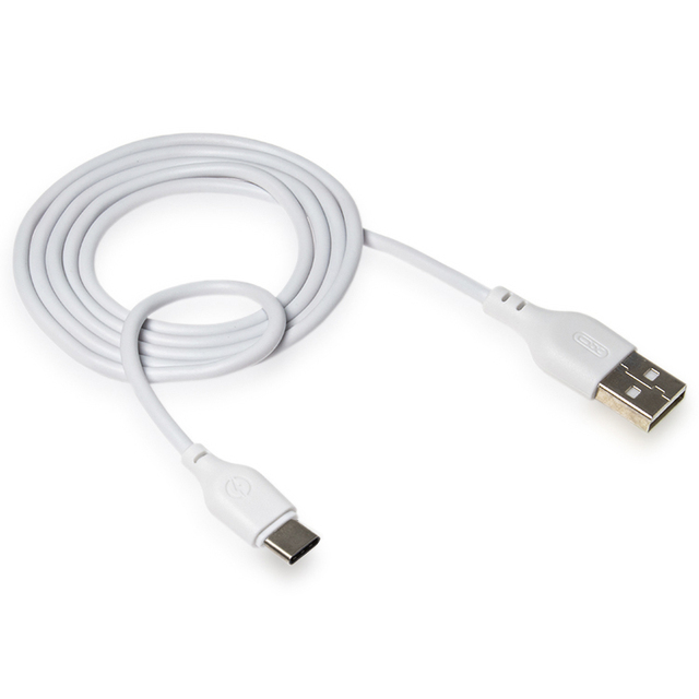 Кабель XO NB103 Type-C - USB (2.1A), 1м, белый, прорезиненная оплетка