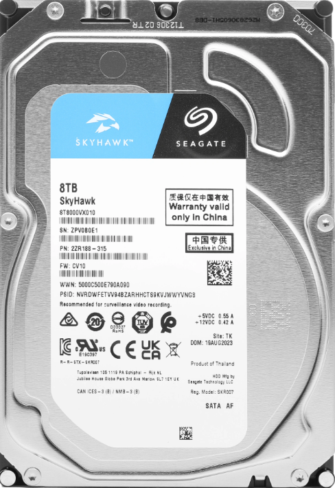Жесткий диск Seagate SATA-III 8TB ST8000VX010 Surveillance Skyhawk 4KN (5400rpm) 256Mb 3.5"