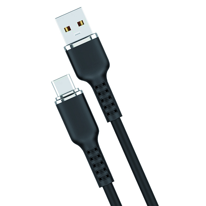 Кабель USB "WALKER" C795, 3.3А, Type-C, поддержка QC, мягкий силикон, черный