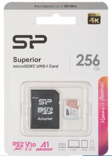 Карта памяти microSDXC 256GB Silicon Power SP256GBSTXDV3V20SP Superior + adapter