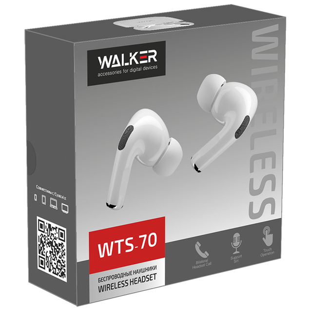 Наушники WALKER WTS-70, сенсорное управление, белые