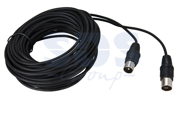 ВЧ кабель, ТВ гнездо - ТВ штекер, длина 5 метров, чeрный REXANT