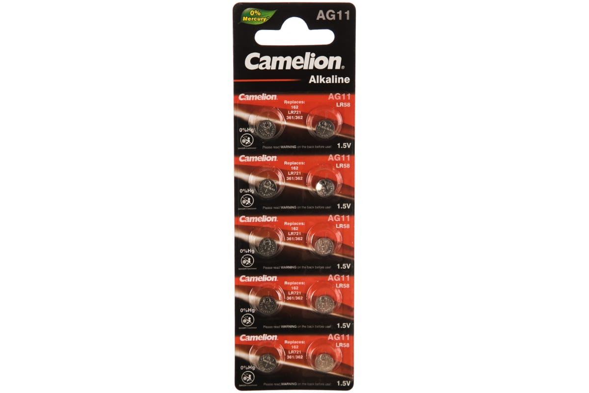 Элемент питания Camelion AG11/362A Alkaline BL10 (100/3600)	