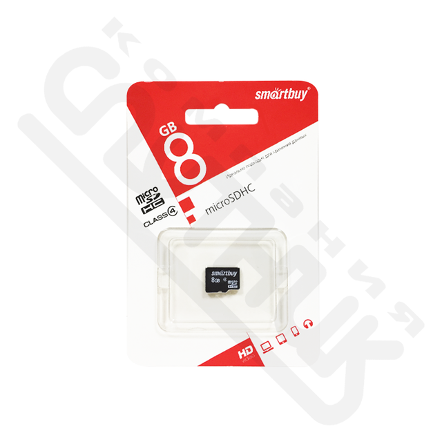 Карта памяти MicroSDHC  8 Gb SmartBuy class 4 б/ад