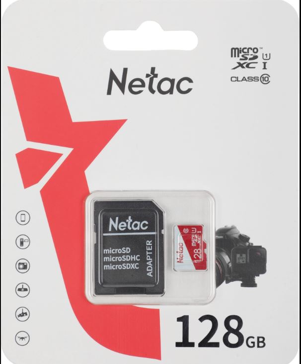 Карта памяти microSDXC 128GB Netac NT02P500ECO-128G-R P500 Eco + adapter
