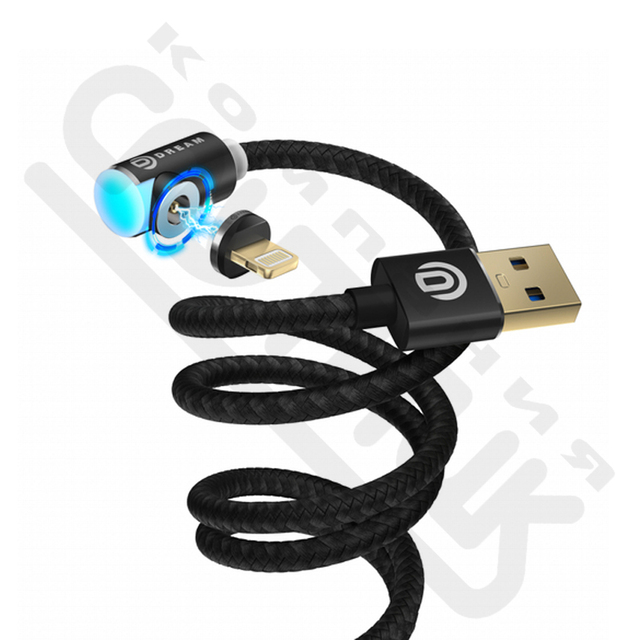 Кабель DREAM U50 Lightning - USB (2.4A), 1м, черный, магнитный