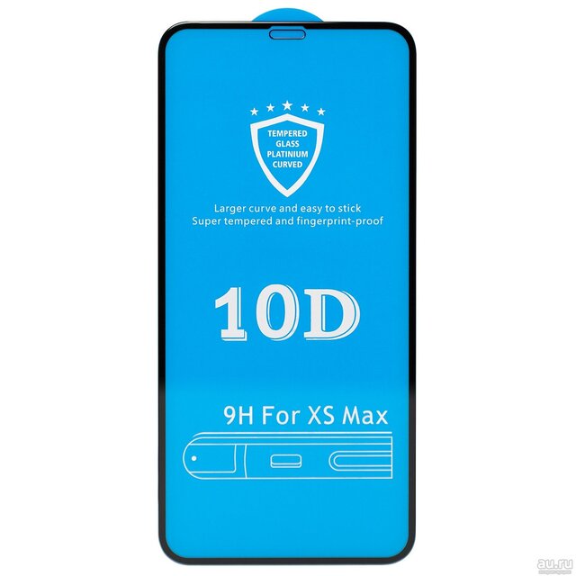 Стекло для i11 Pro MAX/ i XS MAX 10D черный ТЕХПАК