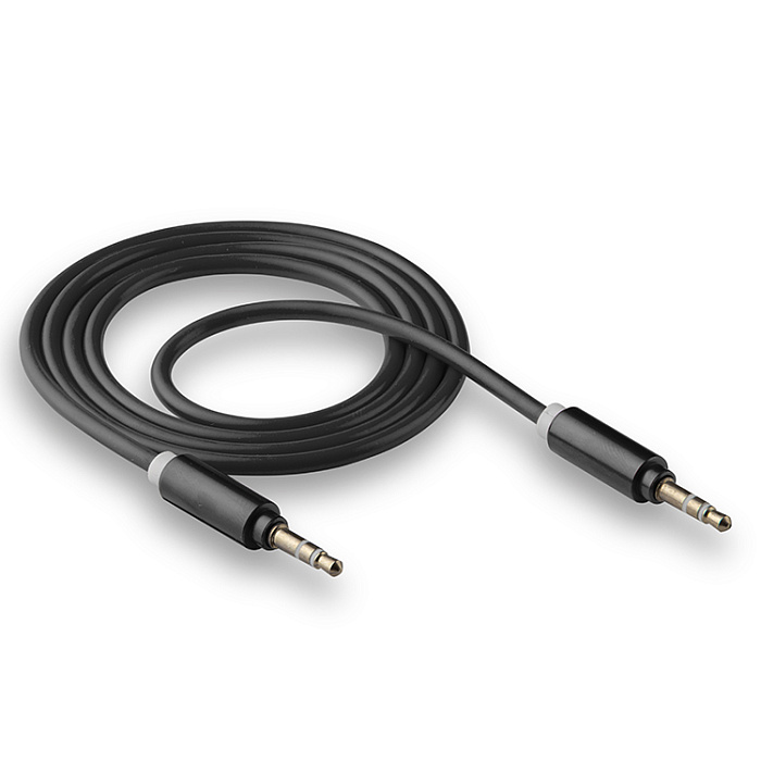 Кабель WALKER WCA-245 AUX 3,5мм A-A, 1м, черный, с металл. разъемами