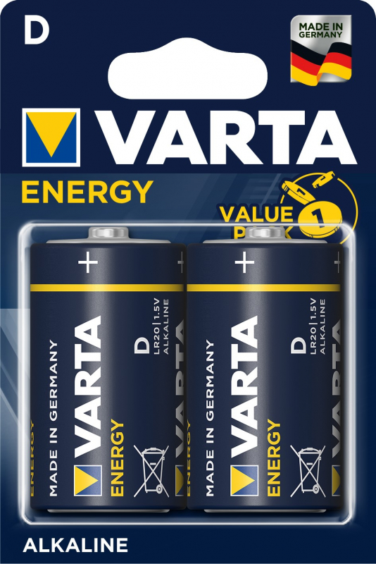 Батарейка Varta ENERGY LR20 D BL2 Alkaline 1.5V (4120) (2/20/100)